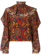 Jw Anderson Paisley Print Ruffle Neck Blouse - Red