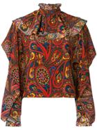 Jw Anderson Paisley Print Ruffle Neck Blouse - Red