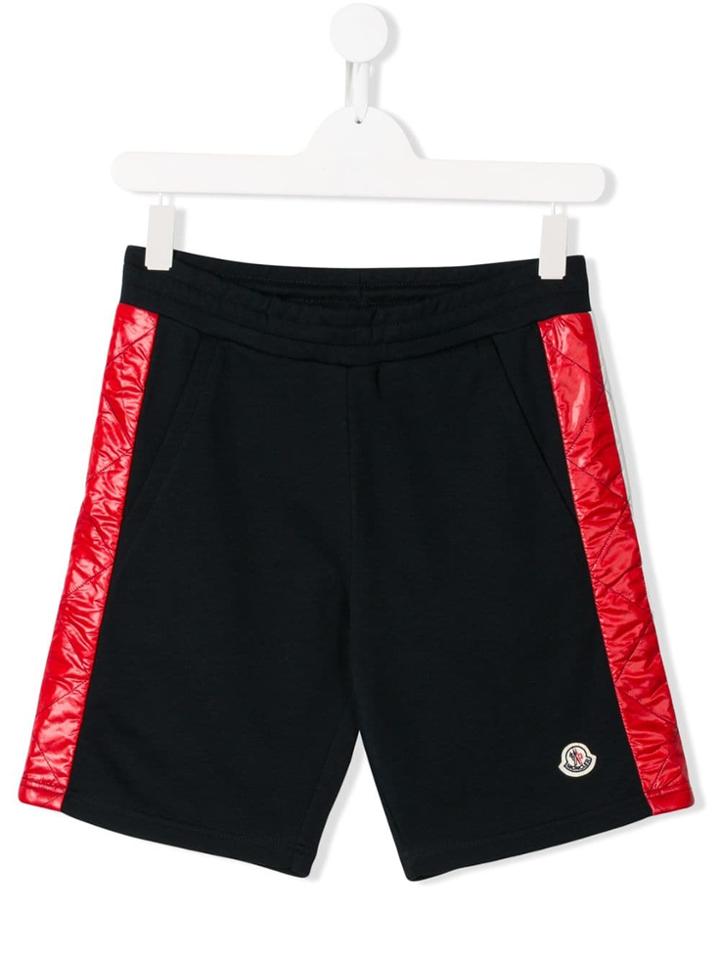 Moncler Kids Quilted Side Stripe Shorts - Blue