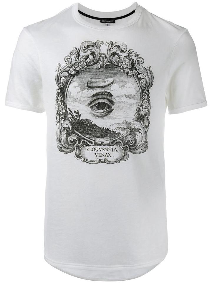 Ann Demeulemeester Black Eye Print T-shirt, Men's, Size: Large, White, Cotton