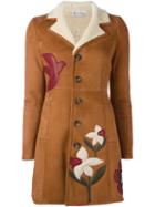 Red Valentino Flower Patch Shearling Coat