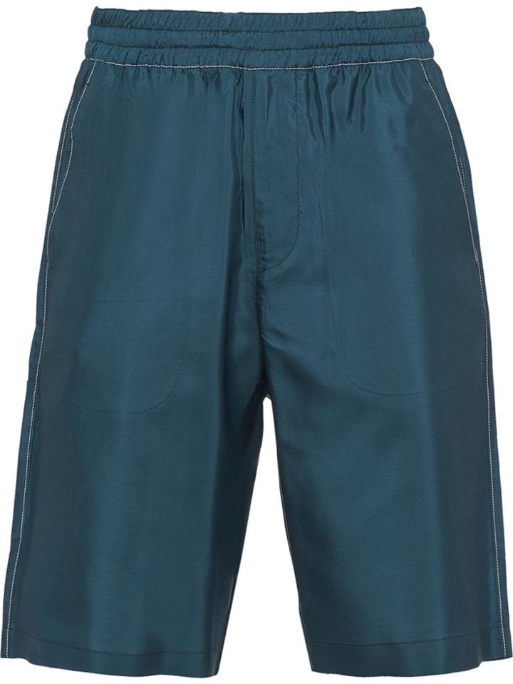Prada Pongé Silk Bermuda Shorts - Green