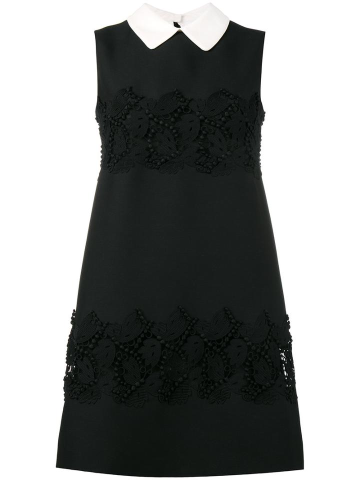 Valentino - Embroidered A-line Dress - Women - Silk/cotton/polyamide/virgin Wool - 38, Black, Silk/cotton/polyamide/virgin Wool