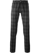 Jacob Cohen Plaid Straight Trousers, Men's, Size: 34, Brown, Wool
