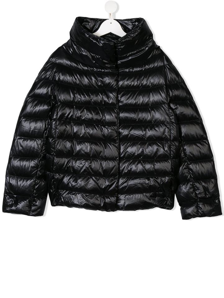 Herno Kids Teen Concealed Fastening Padded Jacket - Black