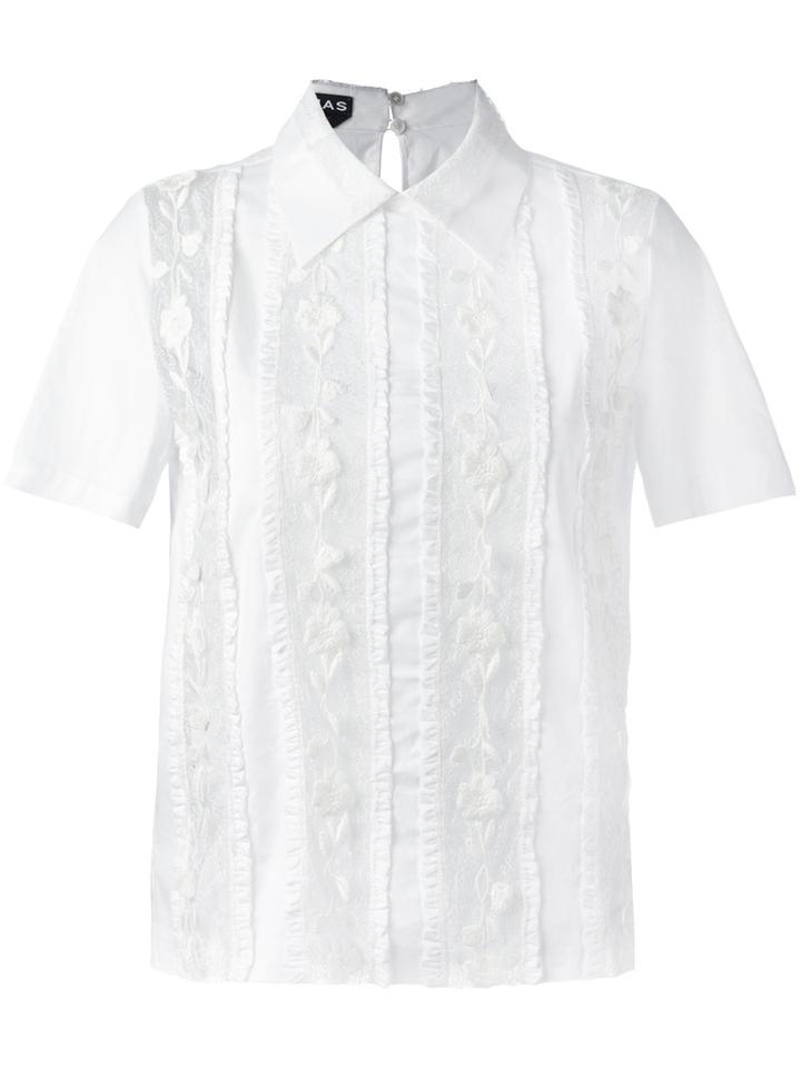 Rochas Sheer Lace Blouse, Women's, Size: 40, White, Silk/cotton/spandex/elastane