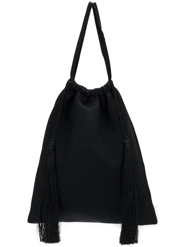 Attico Satin Pouch With Tassels - Black