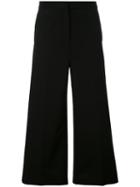 Rochas Wide-legged Cropped Trousers, Size: 44, Black, Cotton/spandex/elastane/silk
