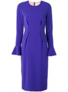 Roksanda - Flute Sleeve Dress - Women - Silk/polyester/spandex/elastane/viscose - 16, Pink/purple, Silk/polyester/spandex/elastane/viscose