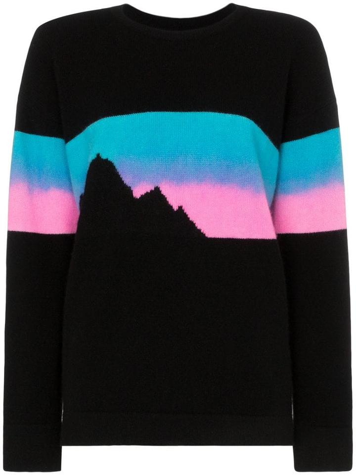 The Elder Statesman Rambler Mountain Print Cashmere Jumper - Black