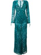 For Love And Lemons - Velvet Deep V-neck Gown - Women - Silk/polyester/spandex/elastane/rayon - Xs, Women's, Green, Silk/polyester/spandex/elastane/rayon