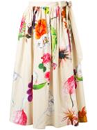 Blumarine - Tie Side Floral Skirt - Women - Cotton/spandex/elastane - 40, Nude/neutrals, Cotton/spandex/elastane
