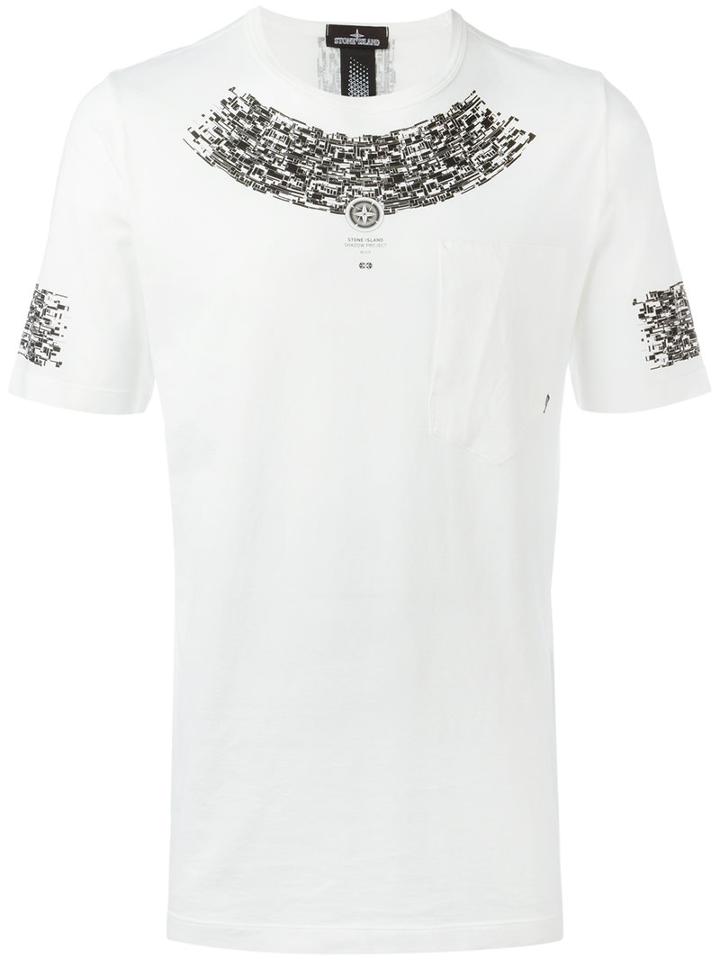 Stone Island Shadow Project Chest Pocket Printed T-shirt, Men's, Size: Medium, White, Cotton