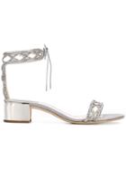 René Caovilla Embellished Ankle Strap Sandals - Metallic
