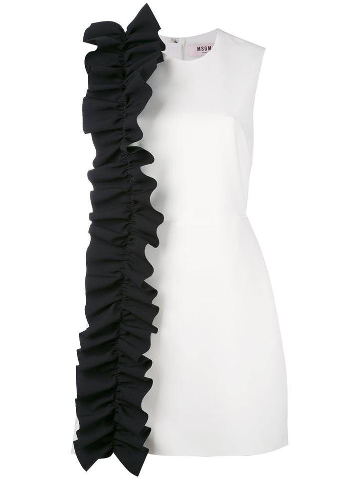 Msgm - Ruffle Cocktail Dress - Women - Polyester/spandex/elastane - 42, White, Polyester/spandex/elastane