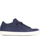 Leather Crown Lace-up Sneakers, Men's, Size: 45, Blue, Nubuck Leather/leather/cotton/rubber