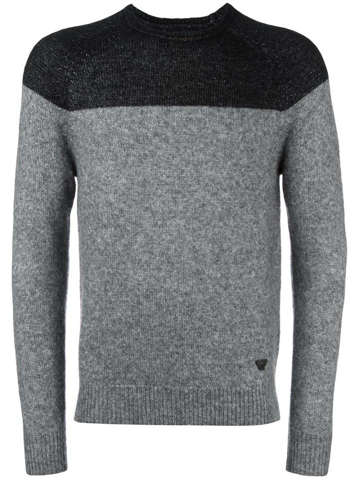 Armani Jeans Ribbed Detailing Turtleneck Jumper, Men's, Size: Large, Grey, Polyamide/wool