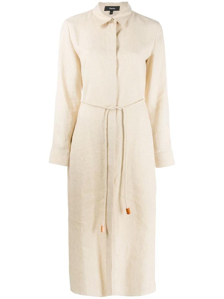 Theory Belted Shirt Dress - Neutrals