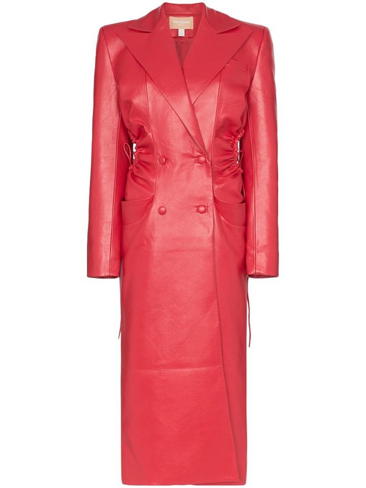 Matériel Long Double-breasted Coat - Red