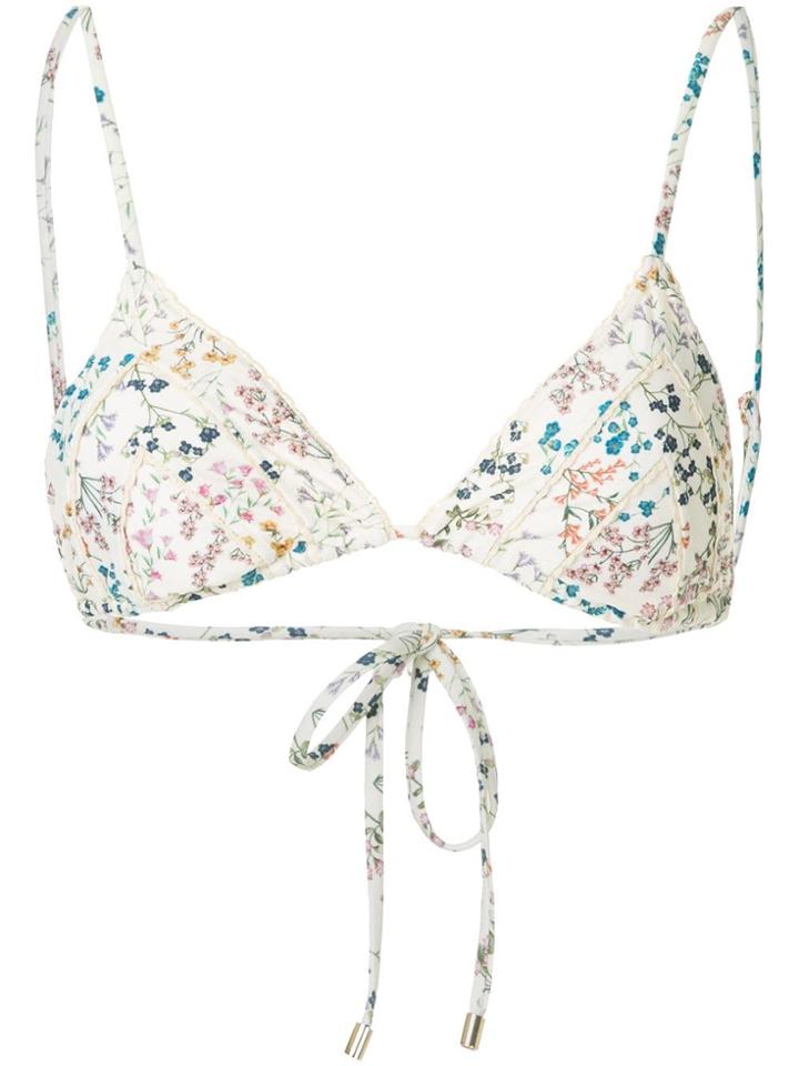 Peony String Tri Wild Flowers Bikini Top - Nude & Neutrals