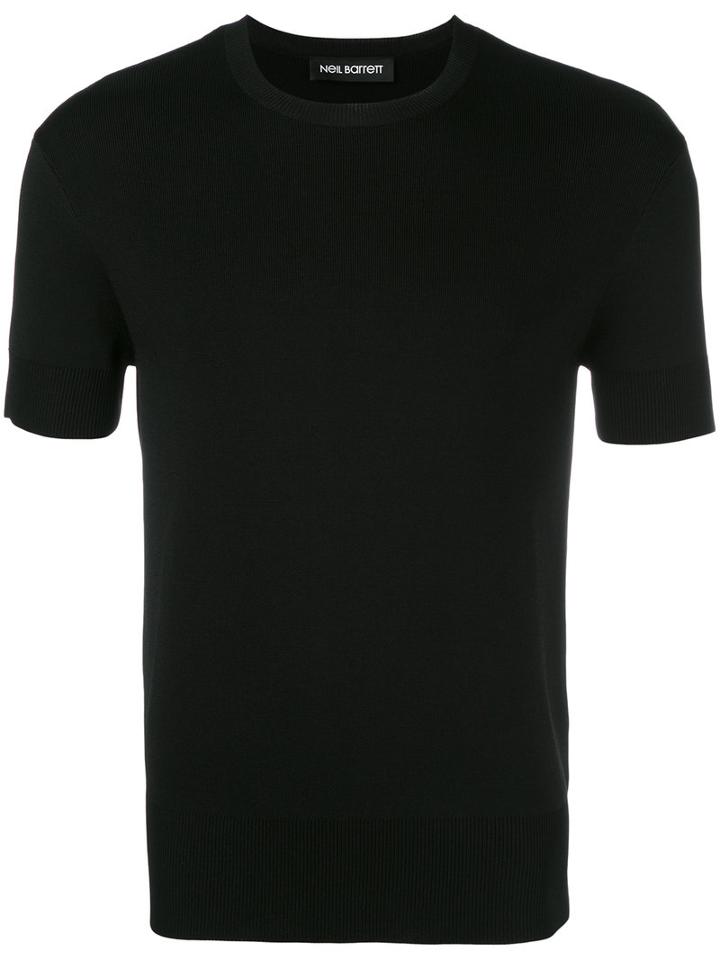 Neil Barrett Ribbed Trim Top, Men's, Size: Medium, Black, Cotton/viscose/nylon