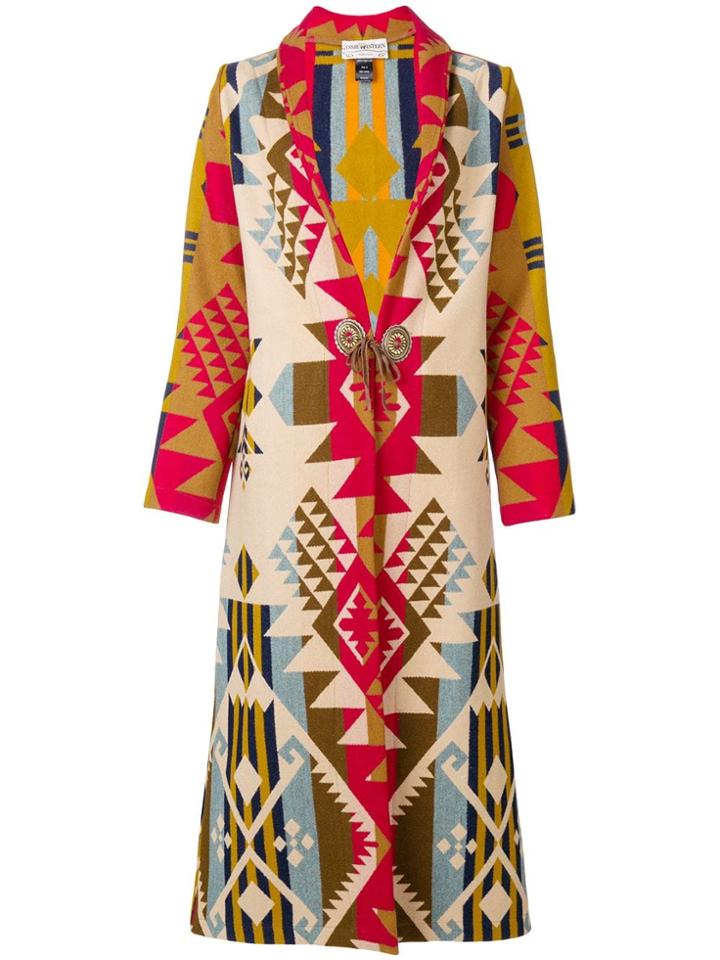Jessie Western Ethnic Lace-up Long Coat - Yellow & Orange