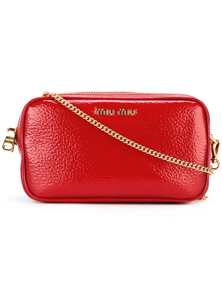 Miu Miu 'little' Bag With Chain, Women's, Red, Calf Leather