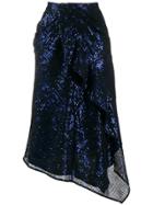Self-portrait Asymmetric Sequin Skirt - Blue