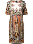 Etro Persian Print Dress, Size: 46, White, Cotton/spandex/elastane