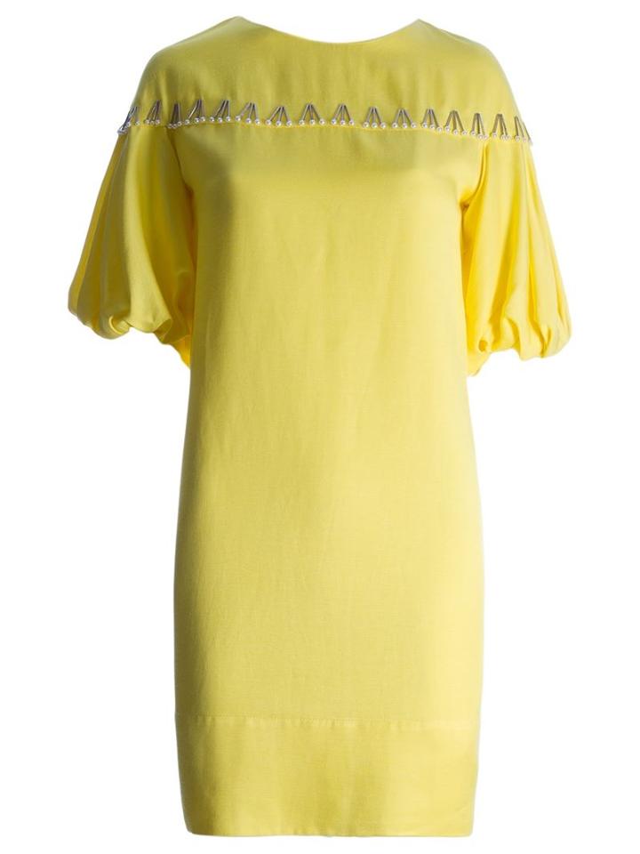 Emannuelle Junqueira Embellished Dress, Women's, Size: 40, Yellow/orange, Linen/flax/viscose