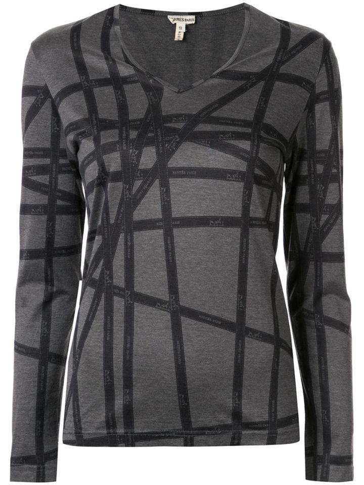 Hermès Pre-owned Striped T-shirt - Grey