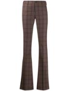 Pt01 Checked Flared Trousers - Brown