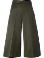 Msgm Front Pleat Culottes, Women's, Size: 40, Green, Cotton/viscose/polyester