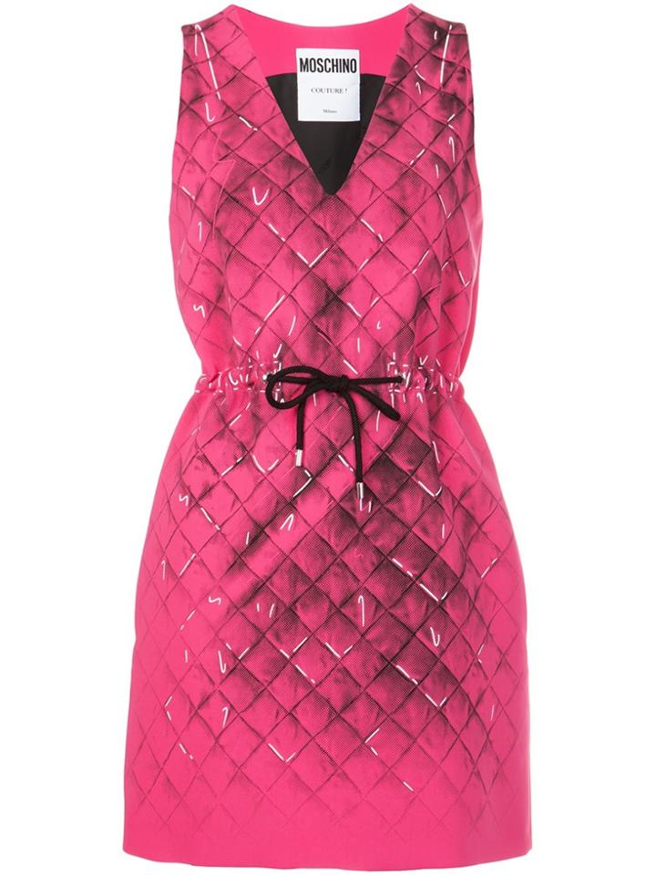 Moschino V-neck Drawstring Dress - Pink & Purple