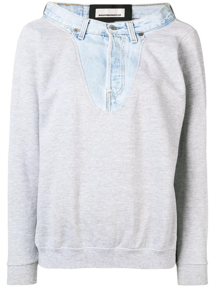 Night Market Denim Detail Sweatshirt - Grey