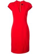 Alice+olivia Fitted V-neck Midi Dress - Red