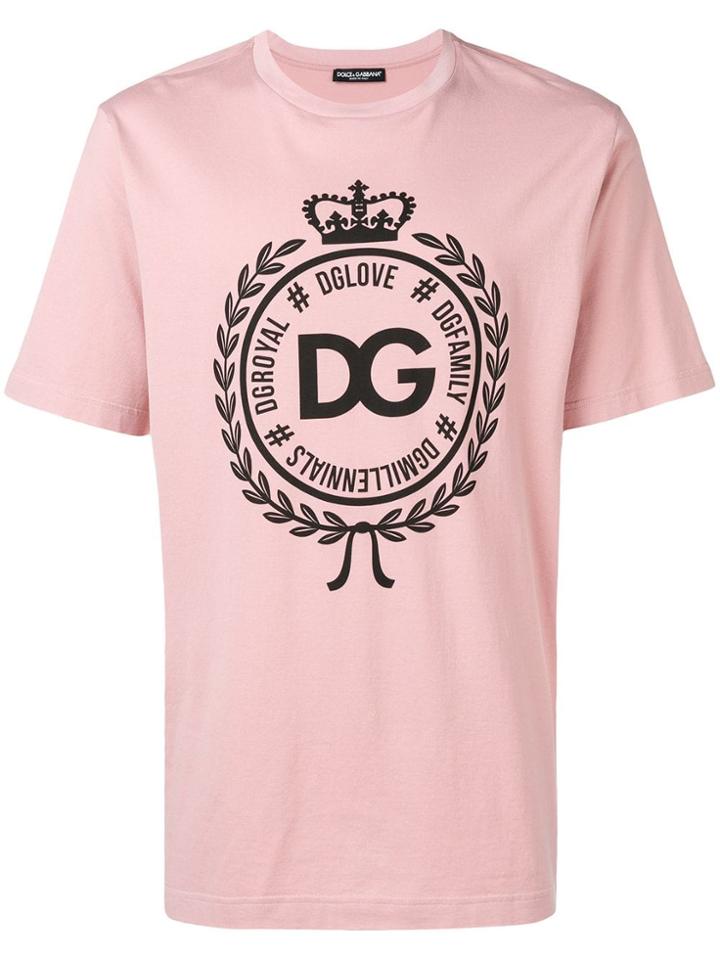 Dolce & Gabbana Crest Crown Logo T-shirt - Pink