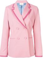 Sara Battaglia Trim Double Breasted Blazer - Pink & Purple