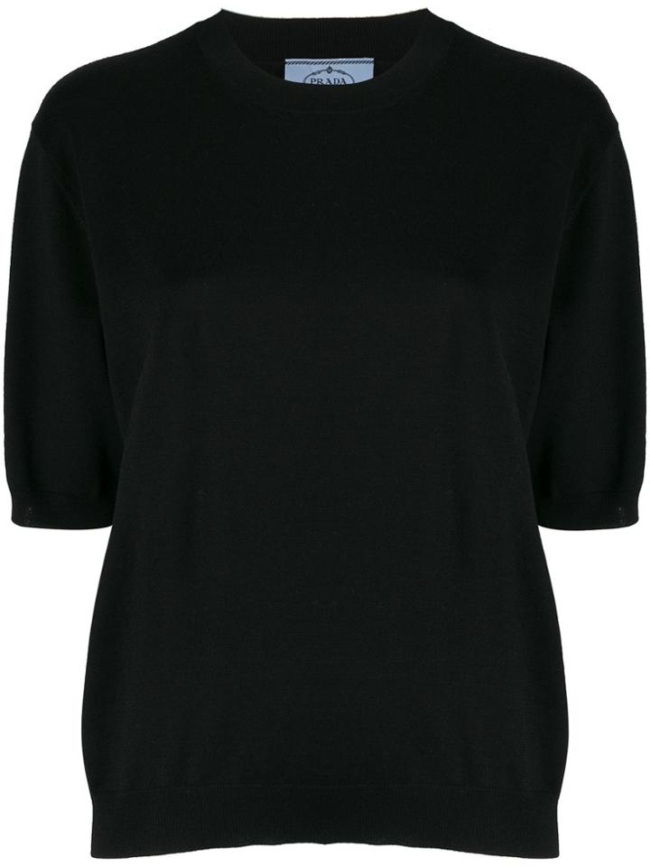 Prada Knitted Short-sleeve Top - Black