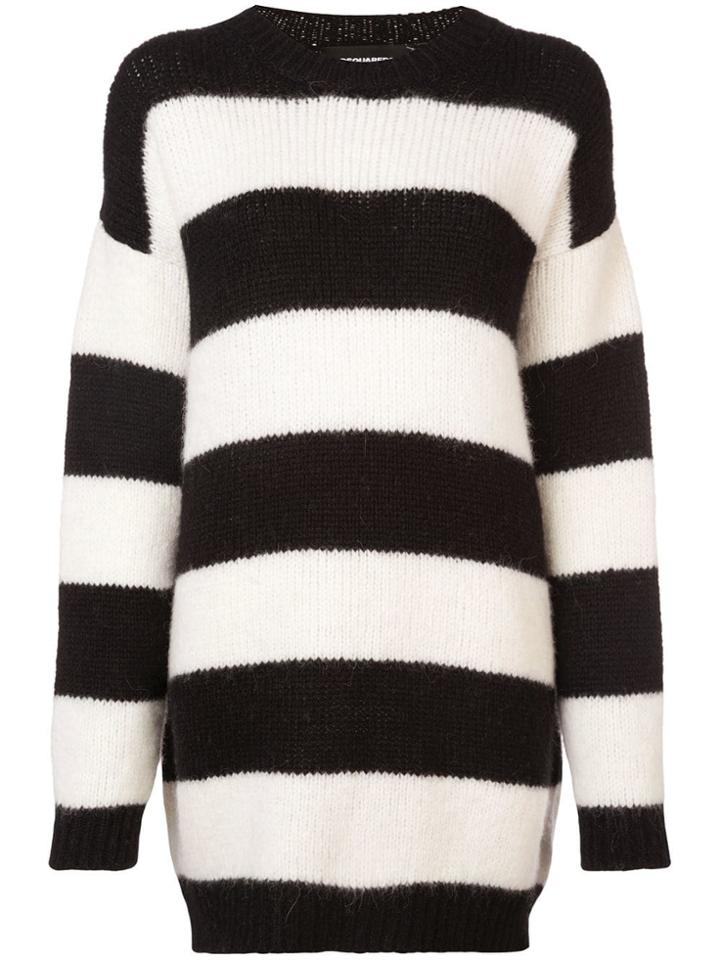 Dsquared2 Oversized Knitted Striped Sweater - Black