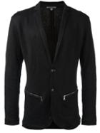 John Varvatos Zipped Pockets Blazer, Men's, Size: Large, Black, Cotton/linen/flax/other Fibres