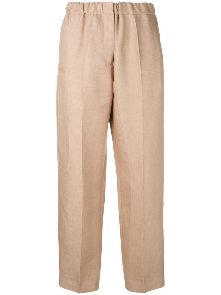 Jil Sander - Coleman Tailored Trousers - Women - Cotton/linen/flax - 34, Nude/neutrals, Cotton/linen/flax