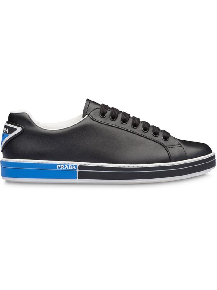 Prada Rubber Triangle Logo Sneakers - Black