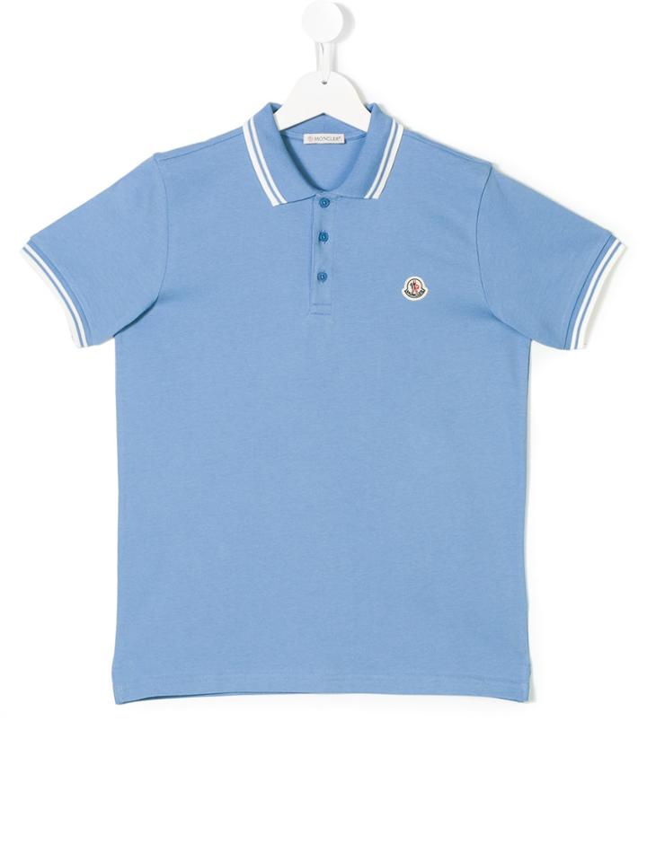 Moncler Kids Logo Patch Polo Shirt - Blue