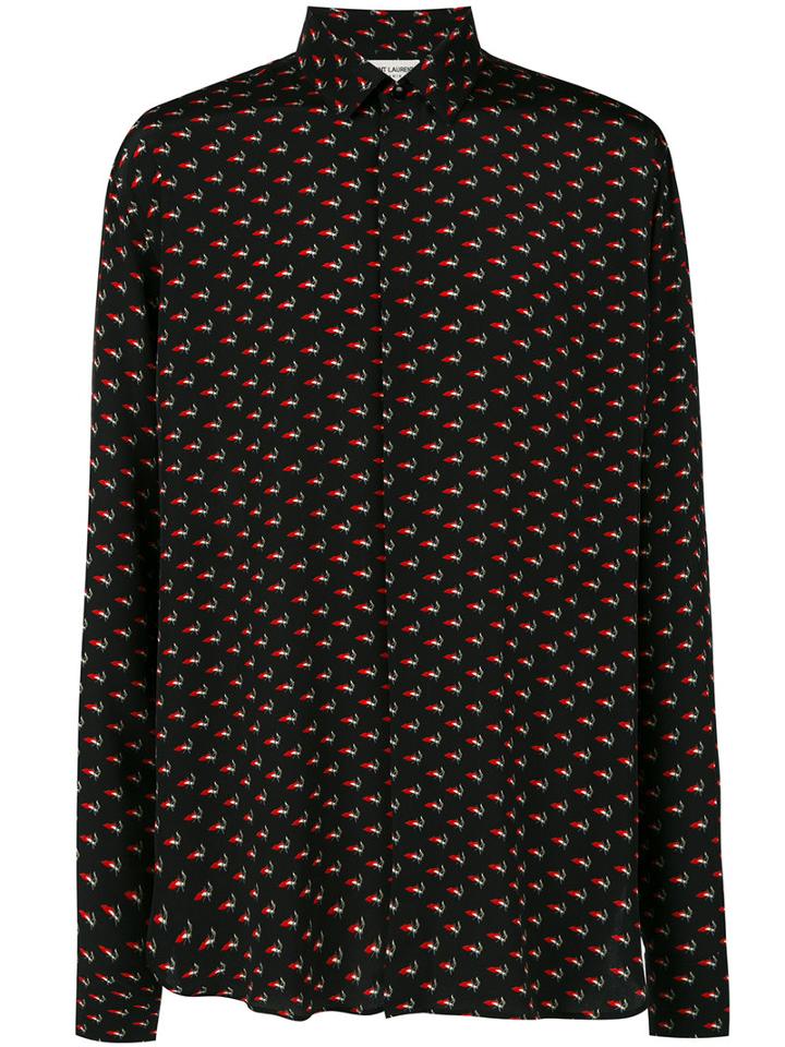 Saint Laurent - No Smoking Print Shirt - Men - Silk - 42, Black, Silk