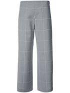 Adam Lippes Grid Print Cropped Wide Leg Trousers - Grey