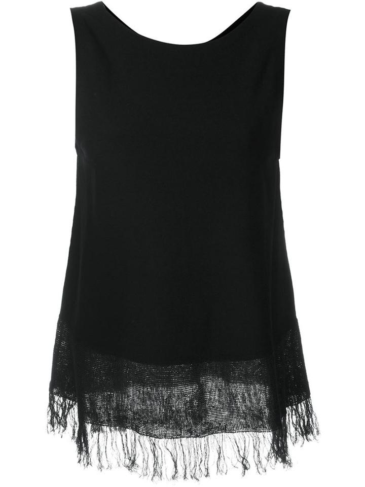 Theory Frayed Tank Top, Women's, Size: Small, Black, Linen/flax/polyester/viscose