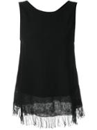 Theory Frayed Tank Top, Women's, Size: Small, Black, Linen/flax/polyester/viscose