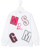 Msgm Kids Barbie Sweatshirt, Girl's, Size: 10 Yrs, White