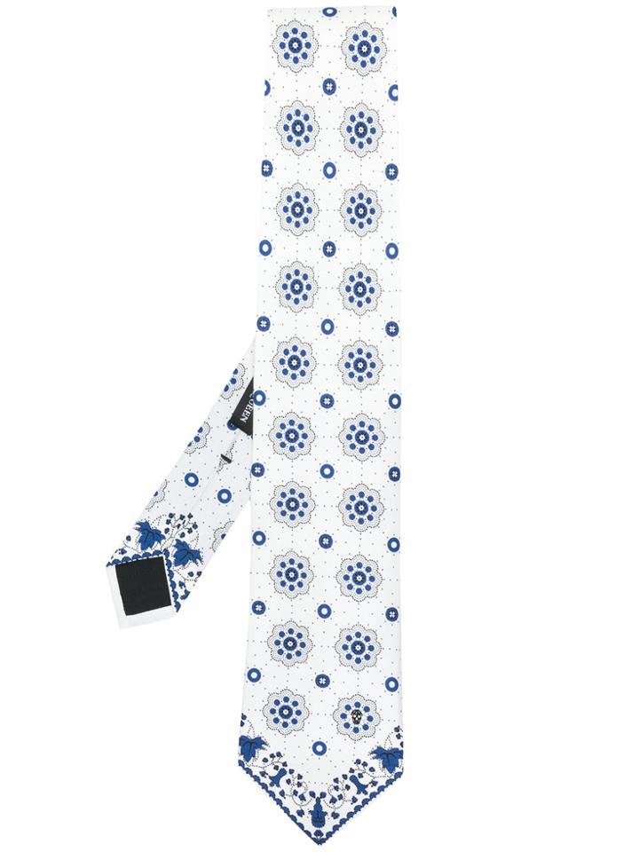 Alexander Mcqueen Floral Print Tie - Grey